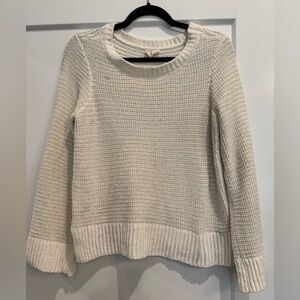 Anthropologie Moth white and gold metallic crew neck sweater wide sleeves